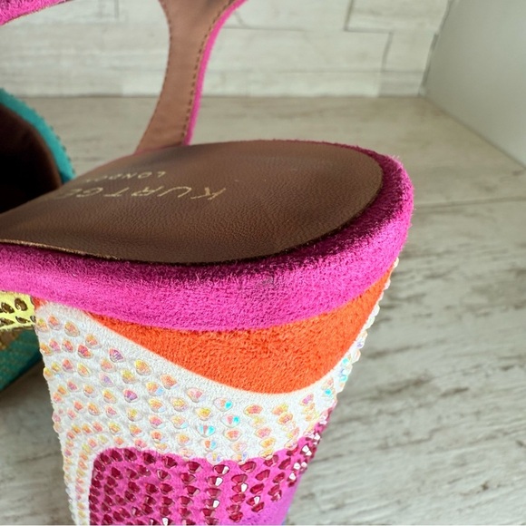 Kurt Geiger London Kensington Glitz Rainbow Rhinestone Platform Sandals SZ 40.5 - Picture 14 of 15